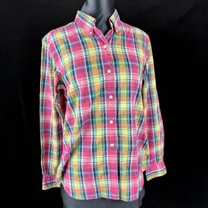 Vintage Land End Womens Madris Shirt M Button Down Collar Long Sleeves Preppy